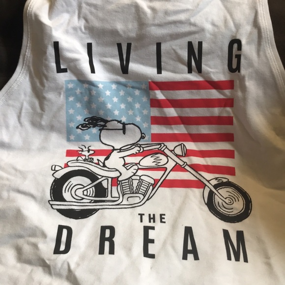 Teen’s Peanuts tank top with Snoopy & Woodstock on a motorcycle - Picture 2 of 4